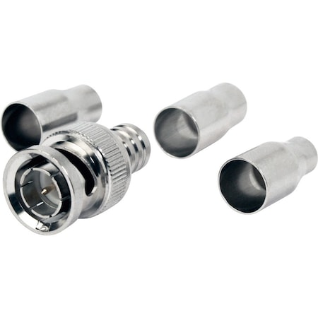 BNC (Male) Connector, 75 Ohm - 2Pc-Crimp-On, Universal (With 3 Ferrules)